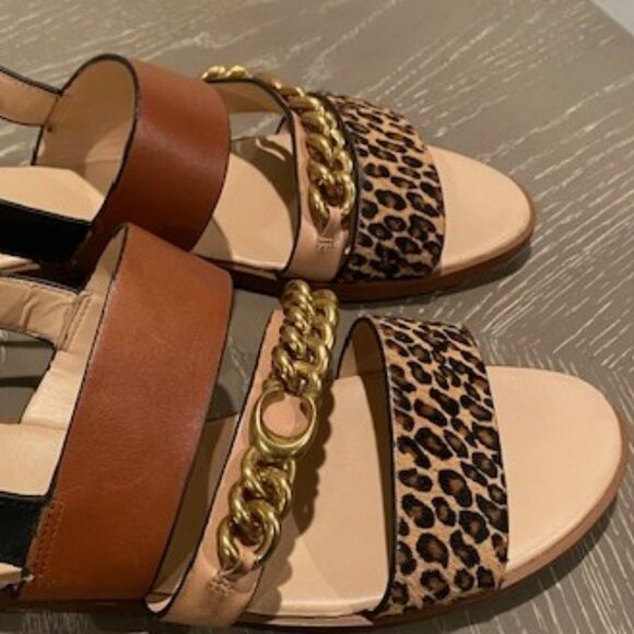 Coach Heather Leopard Print Calf Hair Leather Sandals G4777 Size 9B - Picture 4 of 9